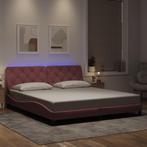 vidaXL Bedframe met LED-verlichting fluweel roze 180x200 cm, Eenpersoons, Verzenden, Nieuw, 80 cm