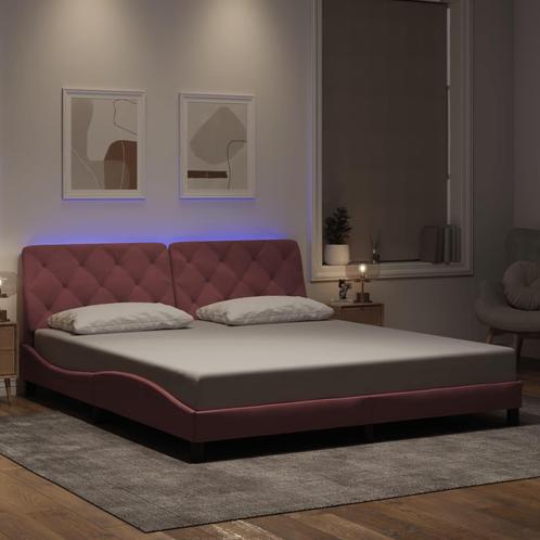 vidaXL Bedframe met LED-verlichting fluweel roze 180x200 cm, Huis en Inrichting, Slaapkamer | Bedden, 80 cm, 200 cm, Eenpersoons