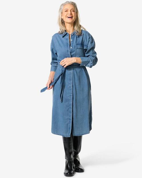 HEMA Damesjurk Kelsey middenblauw, Kleding | Dames, Jurken, Nieuw, Verzenden