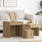 vidaXL 3-delige Tafeltjesset bewerkt hout artisanaal, Huis en Inrichting, Tafels | Bijzettafels, Verzenden, Nieuw
