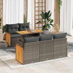 vidaXL 6-delige Loungeset met kussens poly rattan acacia, Tuin en Terras, Tuinsets en Loungesets, Verzenden, Nieuw, Rotan, Loungeset