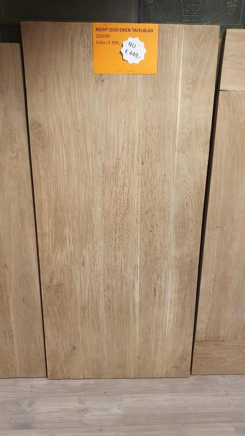 Recht oud eiken tafelblad 190x90x4,5cm, Huis en Inrichting, Tafels | Eettafels, Nieuw, Ophalen