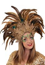 Grote Verentooi Bruin Pauwenveren Burlesque Hoofdtooi Carnav, Nieuw, Carnaval, Ophalen of Verzenden