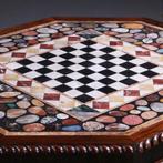 schaaktafel  centertable ca 1840 met pietra dura blad op Pa, Ophalen of Verzenden