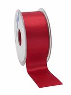 Dubbelsatijn 38mm x 25m kerstlint wijnrood medium red double, Ophalen of Verzenden, Nieuw