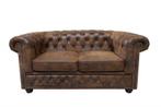 Chesterfield 2-zitsbank 150cm antiekbruin met knoopstiksel, Huis en Inrichting, Ophalen of Verzenden, Nieuw