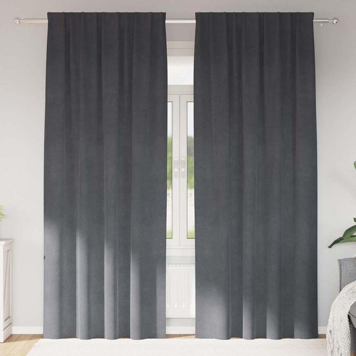 vidaXL Gordijnen met gordijnen 2 pcs Lichtgrijs 140 x 225 cm, Huis en Inrichting, Stoffering | Gordijnen en Lamellen, Nieuw, Verzenden