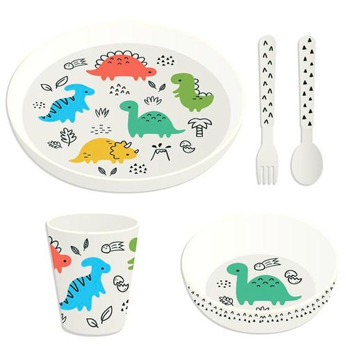 Kinderservies Dinosauria RPET - Set - Bord&Bestek&Beker&Scha, Huis en Inrichting, Keuken | Servies, Nieuw, Ophalen of Verzenden