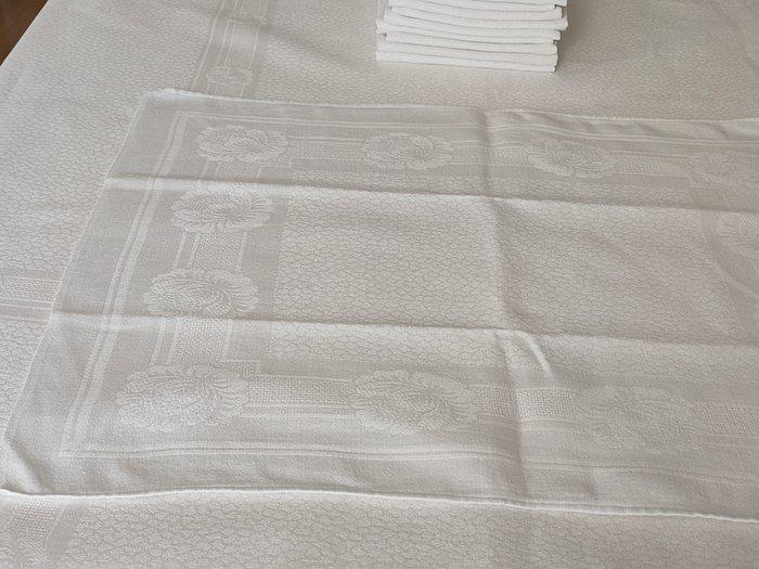 Tafelkleed (12) - 219 cm - 161 cm - Linnen met 11, Antiek en Kunst, Antiek | Kleden en Textiel