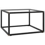 vidaXL Salontafel met gehard glas 60x60x35 cm zwart, 50 tot 100 cm, Verzenden, Nieuw, 50 tot 100 cm