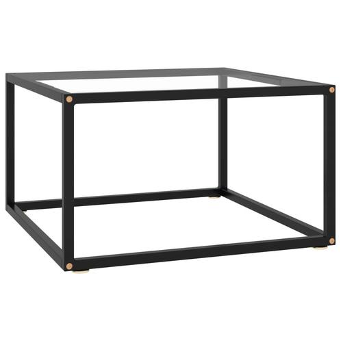 vidaXL Salontafel met gehard glas 60x60x35 cm zwart, Huis en Inrichting, Tafels | Salontafels, 50 tot 100 cm, Nieuw, Glas, Minder dan 50 cm