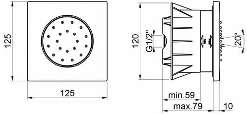 Mate Inbouw Bodyjet Vierkant Kantelbaar M135, Doe-het-zelf en Verbouw, Sanitair, Ophalen of Verzenden