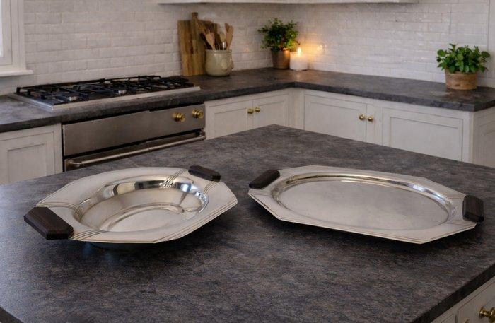 Orfèvrerie E.T - Schotel (2) - Art Déco - Verzilverd -, Antiek en Kunst, Kunst | Designobjecten