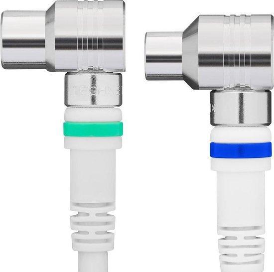 Technetix TN-RLA 21-10-S Coaxkabel Male - Female Haaks 90°, Audio, Tv en Foto, Televisiebeugels, Verzenden