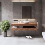 Wastafelbladset Gliss Design Topdek 2x 120x46 cm Oak Cognac, Ophalen of Verzenden, Nieuw, Bad