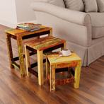 vidaXL 3-delige Bijzettafeltjesset vintage stijl gerecycled, Huis en Inrichting, Tafels | Bijzettafels, Verzenden, Nieuw, Hout