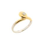 Bicolor gouden solitair ring met diamant | 0,05 ct., Gebruikt, Overige kleuren, Ophalen of Verzenden, 17 tot 18
