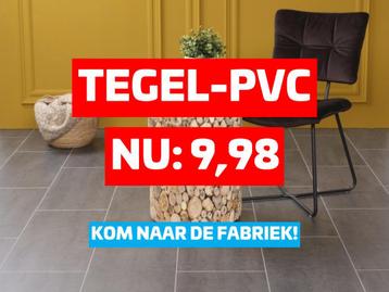 FABRIEKSLEEGVERKOOP | Tegel-PVC antraciet vanaf €9,98 per m² beschikbaar voor biedingen