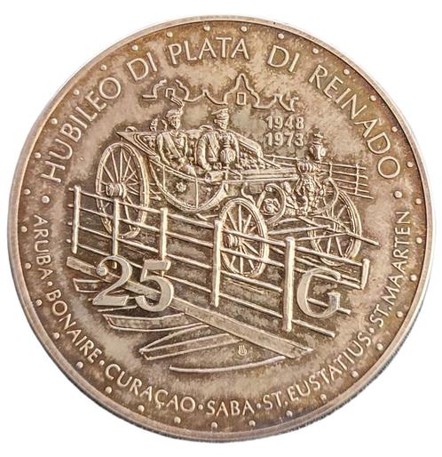 Nederlandse Antillen 25 Gulden 1973/1976/1978, Postzegels en Munten, Munten | Nederland, Losse munt, 5 gulden, Koningin Juliana