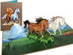 Wenskaart Galopperende Paarden in Prachtig Landschap pop-..., Verzenden, Nieuw