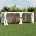 vidaXL Prieel met gordijnen 6x3 m staal crèmekleurig, Verzenden, Nieuw