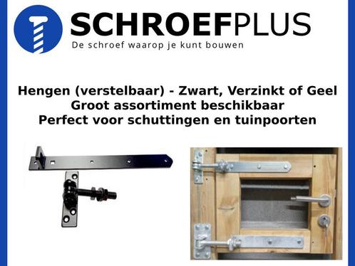 Hengen, Zwart, Verzinkt of Geel + Duim beslag, Doe-het-zelf en Verbouw, Hang- en Sluitwerk, Scharnier, Nieuw, IJzer, Verzenden