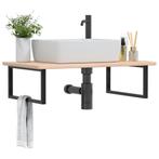 vidaXL Badkamer wandschap staal en massief eikenhout, Verzenden, Nieuw