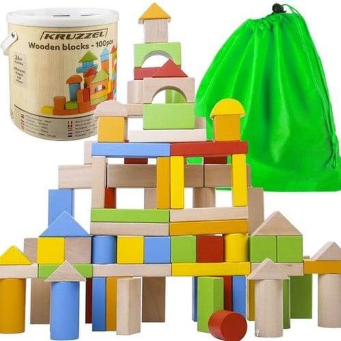 Houten blokken in ton 100 stuks (Houten speelgoed), Kinderen en Baby's, Speelgoed | Houten speelgoed, Overige typen, Nieuw, Ophalen of Verzenden