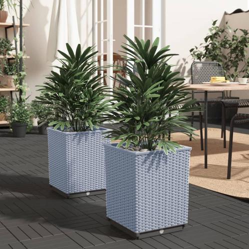 vidaXL Plantenbakken 2 st 30x30x37 cm polypropeen lichtgrijs, Tuin en Terras, Bloembakken en Plantenbakken, Minder dan 60 cm, Nieuw
