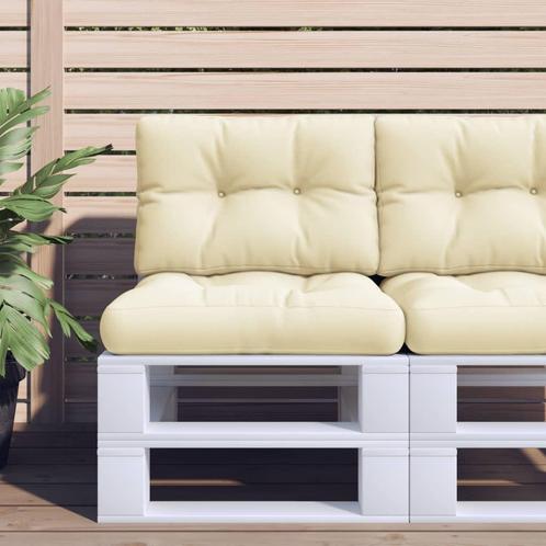 vidaXL Palletkussens 2 st stof crèmekleurig, Huis en Inrichting, Woonaccessoires | Kussens, Nieuw, Verzenden