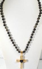 Obsidiana Goud AAAA++ - Heilige Hart Kruis met zirconias -