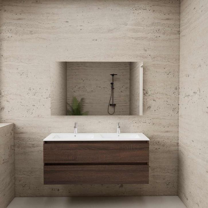 ACTIE BWS Badmeubel | Paris | Sonoma Choco 120 cm | Mat Wit, Doe-het-zelf en Verbouw, Sanitair, Bad, Nieuw, Ophalen of Verzenden