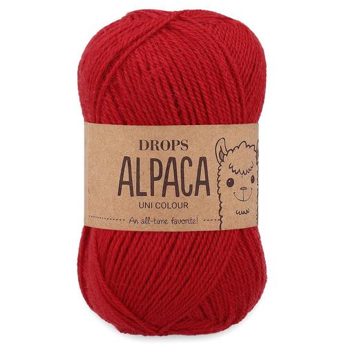 DROPS Alpaca Uni Colour - 3620 rood - Wol Garen, Hobby en Vrije tijd, Breien en Haken, Ophalen of Verzenden