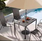 Tuintafel met Parasolgat – Aluminium &amp; WPC, 110x70 cm, Tuin en Terras, Picknicktafels, Verzenden, Nieuw