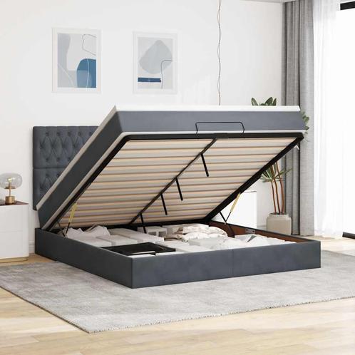 vidaXL Ottoman bed met matrassen en LEDs 160x200cm fluweel, Huis en Inrichting, Slaapkamer | Bedden, 160 cm, 200 cm, Grijs, Tweepersoons