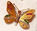 Broche - 18 karaat Geel goud Diamant (Natuurlijk) - Robijn -, Sieraden, Tassen en Uiterlijk, Antieke sieraden