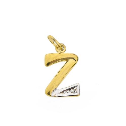 Bicolor gouden hanger van de letter Z met diamant | 0,005..., Sieraden, Tassen en Uiterlijk, Bedels, Gebruikt, Overige merken