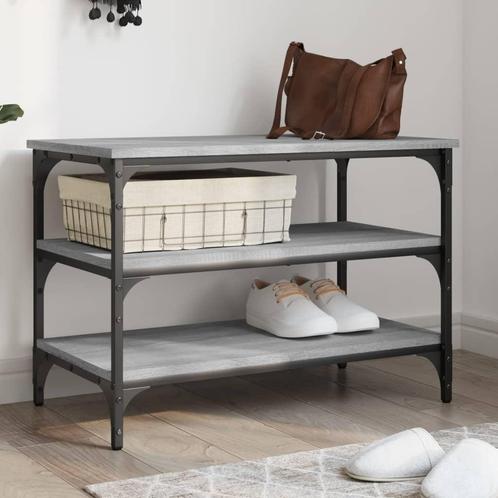 vidaXL Schoenenbankje 70x38,5x49 cm bewerkt hout grijs, Huis en Inrichting, Banken | Voetenbanken en Poefen, Nieuw, Verzenden