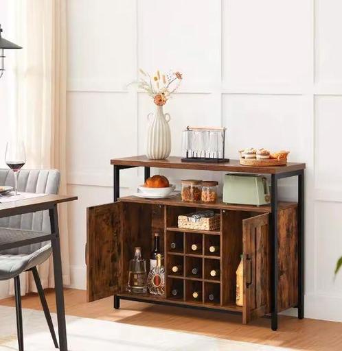 Industrieel Dressoir 100×35×81 cm met Wijnrek en Kasten, Huis en Inrichting, Keuken | Keukenelementen, Nieuw, Verzenden