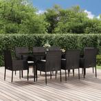 vidaXL 9-delige Tuinset poly rattan zwart, Nieuw, 8 zitplaatsen, Tuinset, Verzenden