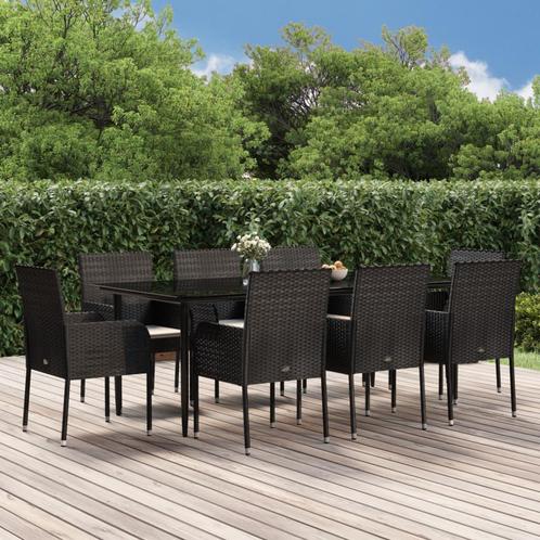 vidaXL 9-delige Tuinset poly rattan zwart, Tuin en Terras, Tuinsets en Loungesets, Tuinset, Nieuw, 8 zitplaatsen, Rotan, Verzenden