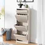 Schoenenkast Sokndal 4 kleppen gebroken wit 118x50x15 cm [en, Huis en Inrichting, Kasten | Schoenenkasten, Verzenden, Nieuw