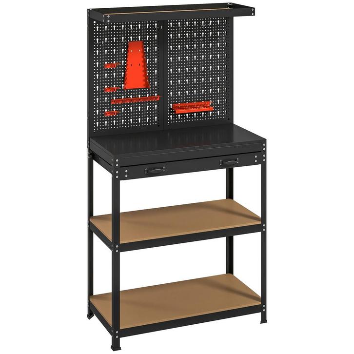 Werkbank 80 X 40,5 X 155 Cm Werkbank Met Perforatiebord, Hak, Huis en Inrichting, Woonaccessoires | Kunstplanten en Kunstbloemen