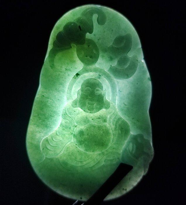 Beeldhouwen jade Boeddha hanger - Hoogte: 0.5 cm - Breedte:, Verzamelen, Mineralen en Fossielen