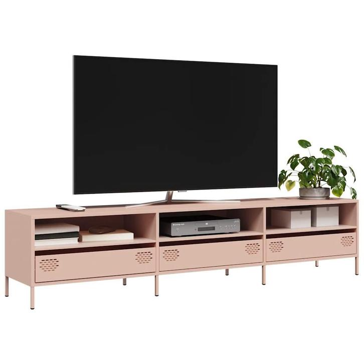 vidaXL Tv-meubel 202x39x43,5 cm koudgewalst staal roze, Huis en Inrichting, Kasten | Televisiemeubels, Minder dan 25 cm, Nieuw