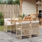vidaXL 5-delige Tuinset met kussens poly rattan beige, Verzenden, Nieuw, 4 zitplaatsen, Tuinset