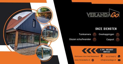 Glazen Schuifwand €299 + Mega Deals op Veranda’s &amp; Tuinkamer, Tuin en Terras, Overkappingen, Nieuw, Verzenden