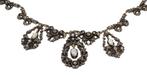 Ketting - 14 karaat Geel goud, Zilver Diamant (Natuurlijk) -, Sieraden, Tassen en Uiterlijk, Antieke sieraden