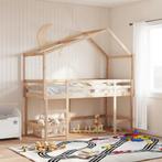 vidaXL Halfhoogslaper met ladder en bedhuis grenenhout, 90 cm, Eenpersoons, Bruin, Verzenden