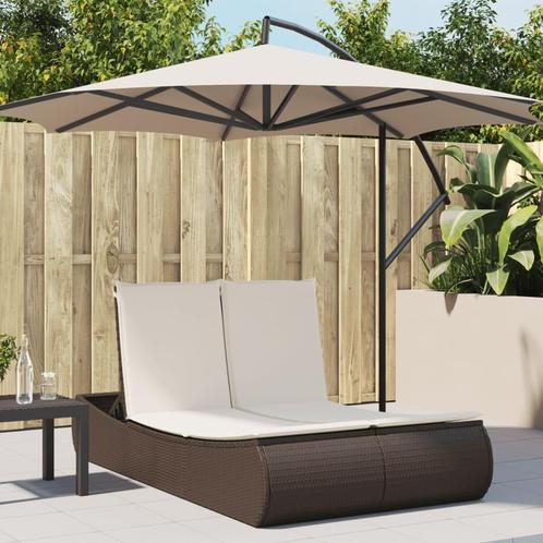 vidaXL Ligbed 2-persoons met kussens poly rattan bruin, Tuin en Terras, Ligbedden, Nieuw, Verzenden